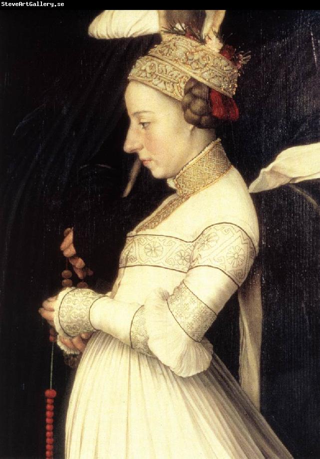 HOLBEIN, Hans the Younger Darmstadt Madonna (detail) sf